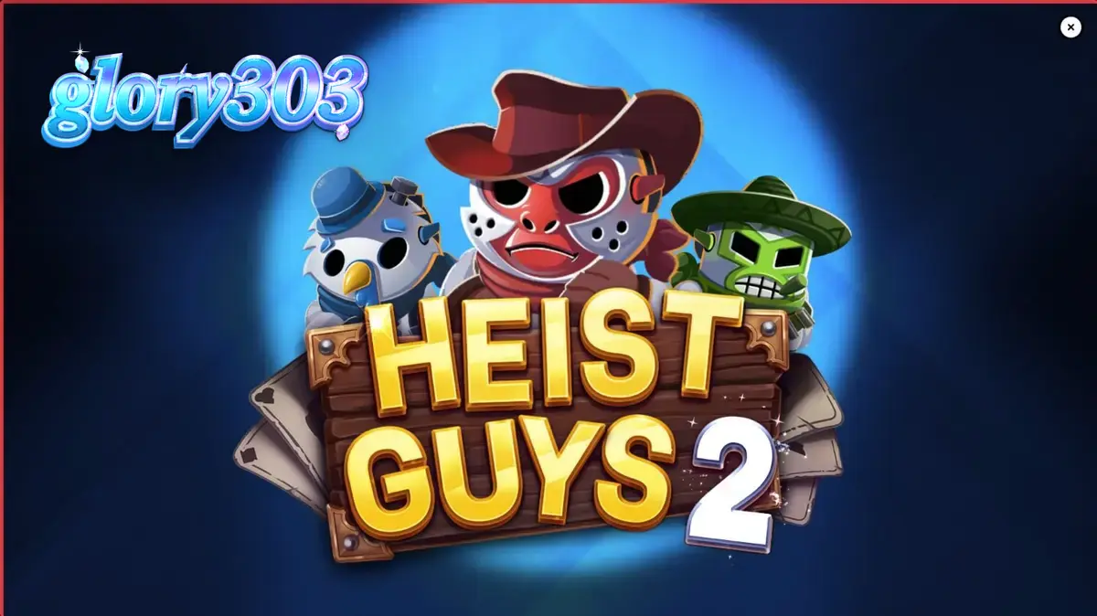 Tampilan visual permainan slot Heist Guys 2 dengan latar belakang gurun Wild West