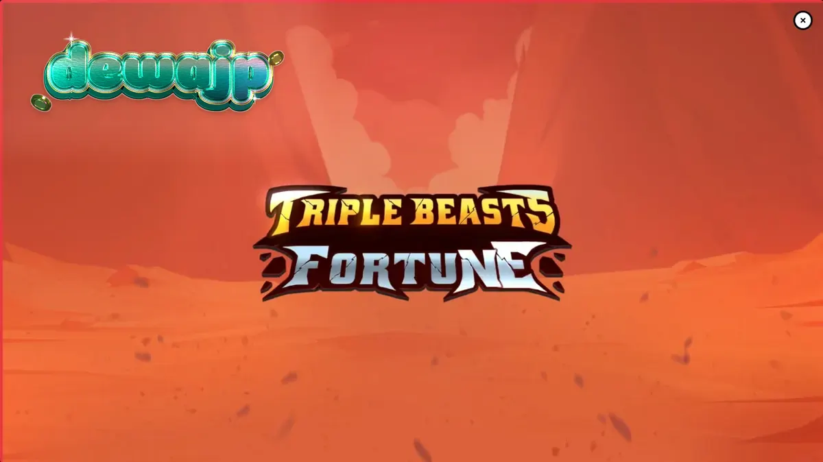 Tampilan visual slot Triple Beasts of Fortune dengan latar belakang ngarai dan simbol totem hewan.